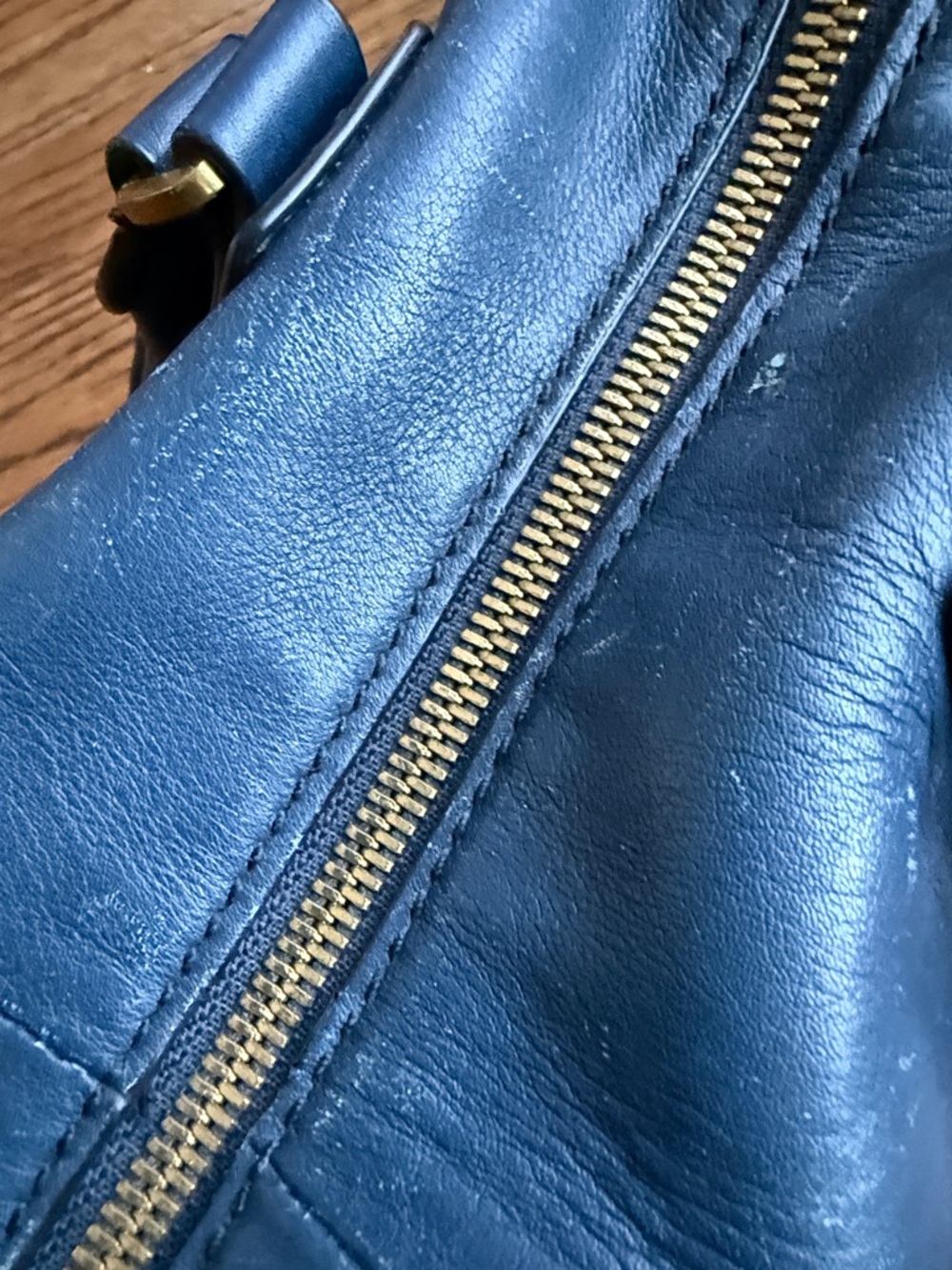 J.Crew Classic Dark Blue Leather Carryall - curca 2016 - Picture 7 of 8